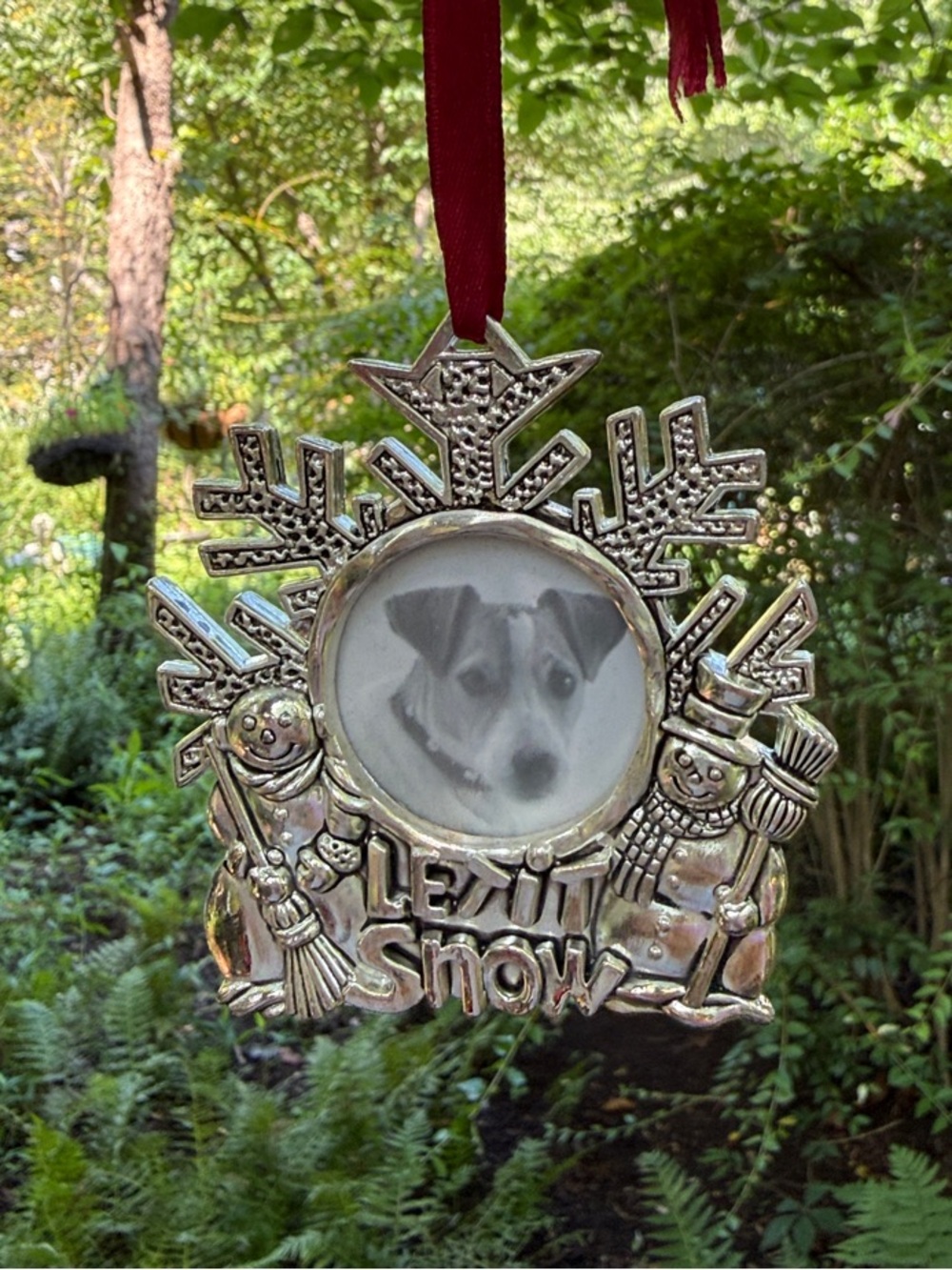 Gorham Silver 'Let It Snow' Ornament with Red Ribbon